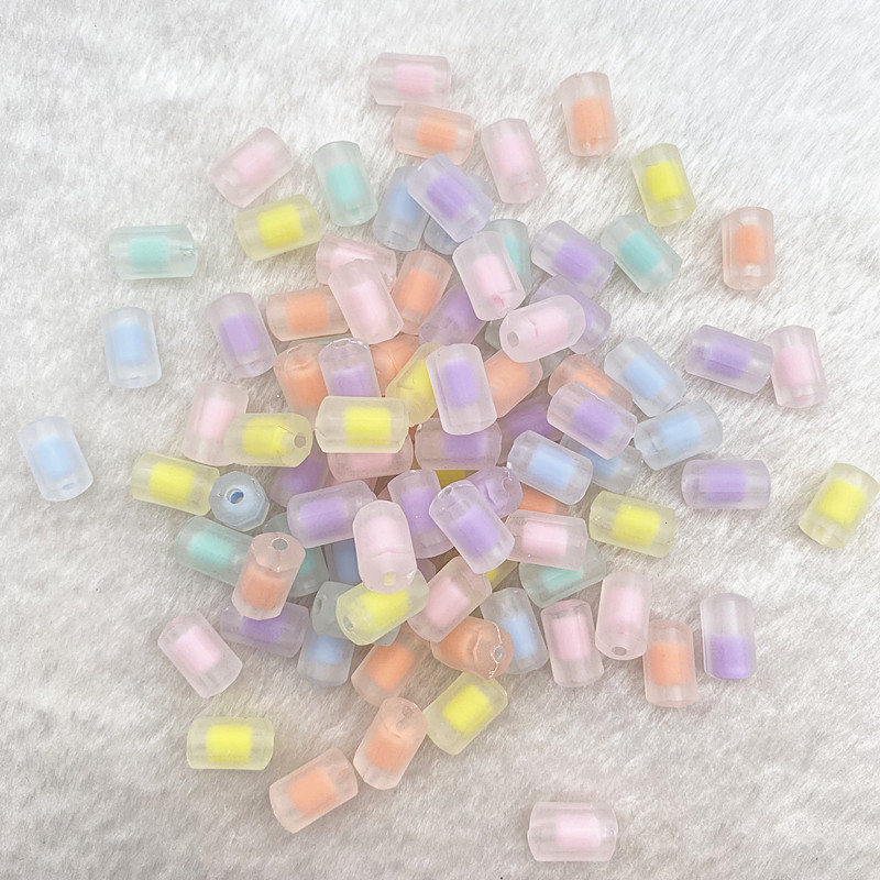 Jauns7x13mm krāsa AB caurspīdīgs akrils daudzšķautņains cilindrisks pērlīšu rokassprādze kaklarota rotaslietas DIY aksesuāri