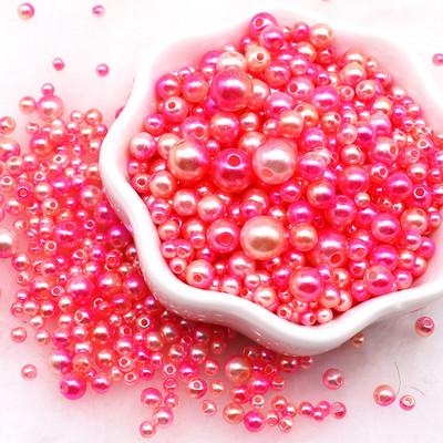 Gradients Mermaid pērļu krelles, jaukta izmēra apaļas akrila ABS starplikas krelles ar caurumu vai nagu mākslu DIY Craft albuma dekors 20g