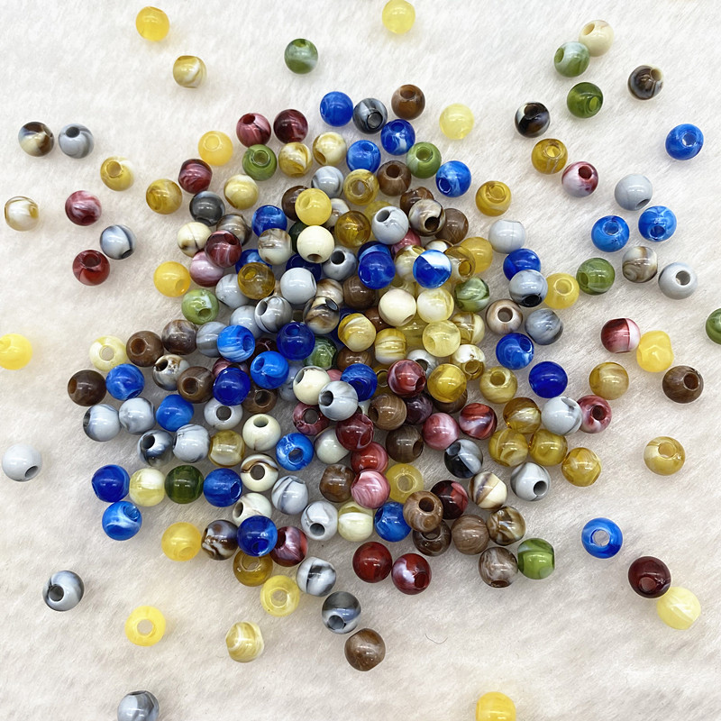 Jaunas 6 mm 8 mm 10 mm Divu toņu akrila krelles, apaļas, vaļīgas starplikas krelles rotaslietu izgatavošanai, DIY apģērbu aksesuāri