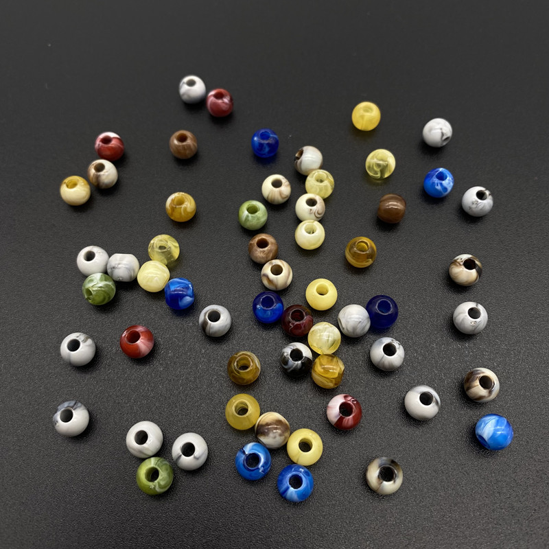 Jaunas 6 mm 8 mm 10 mm Divu toņu akrila krelles, apaļas, vaļīgas starplikas krelles rotaslietu izgatavošanai, DIY apģērbu aksesuāri