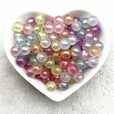 Jaunas 50 gab. - 200 gab. 8 mm matēta zelta pulvera sērija, apaļa akrila, vaļīgas starplikas krelles rotaslietu izgatavošanai. Apģērbu aksesuāri