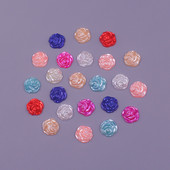 Krāsainas 12 mm 50 gab. Zieda formas brīvas krelles ABS imitācija pusapaļas pērļu plakanas krelles DIY rotaslietas, albuma dekorēšana