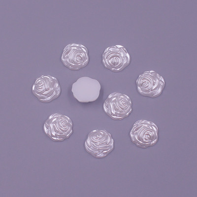 Krāsainas 12 mm 50 gab. Zieda formas brīvas krelles ABS imitācija pusapaļas pērļu plakanas krelles DIY rotaslietas, albuma dekorēšana