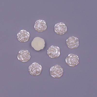 Krāsainas 12 mm 50 gab. Zieda formas brīvas krelles ABS imitācija pusapaļas pērļu plakanas krelles DIY rotaslietas, albuma dekorēšana