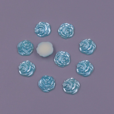 Krāsainas 12 mm 50 gab. Zieda formas brīvas krelles ABS imitācija pusapaļas pērļu plakanas krelles DIY rotaslietas, albuma dekorēšana