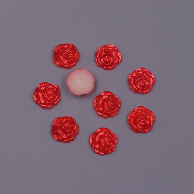 Krāsainas 12 mm 50 gab. Zieda formas brīvas krelles ABS imitācija pusapaļas pērļu plakanas krelles DIY rotaslietas, albuma dekorēšana