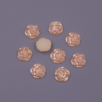 Krāsainas 12 mm 50 gab. Zieda formas brīvas krelles ABS imitācija pusapaļas pērļu plakanas krelles DIY rotaslietas, albuma dekorēšana
