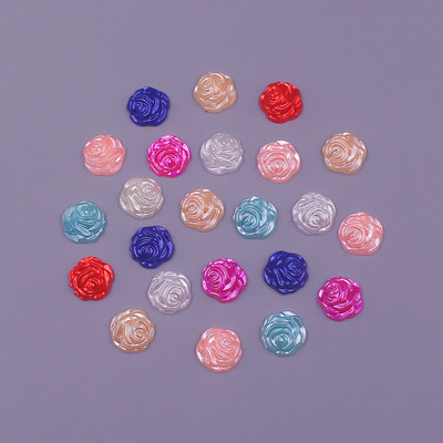 Krāsainas 12 mm 50 gab. Zieda formas brīvas krelles ABS imitācija pusapaļas pērļu plakanas krelles DIY rotaslietas, albuma dekorēšana