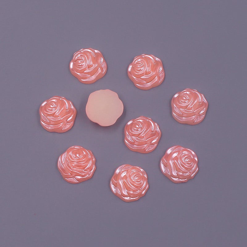 Krāsainas 12 mm 50 gab. Zieda formas brīvas krelles ABS imitācija pusapaļas pērļu plakanas krelles DIY rotaslietas, albuma dekorēšana