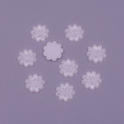 Krāsu maisījums 13 mm 100 gab. Zieda forma brīvas krelles ABS imitācija, pusapaļa pērle, plakana muguras krelles