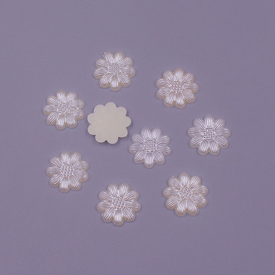 Krāsu maisījums 13 mm 100 gab. Zieda forma brīvas krelles ABS imitācija, pusapaļa pērle, plakana muguras krelles