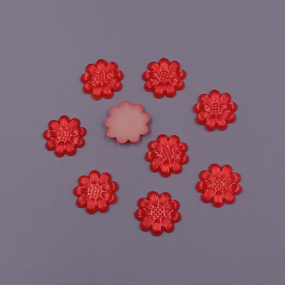 Krāsu maisījums 13 mm 100 gab. Zieda forma brīvas krelles ABS imitācija, pusapaļa pērle, plakana muguras krelles