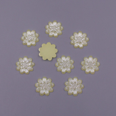 Krāsu maisījums 13 mm 100 gab. Zieda forma brīvas krelles ABS imitācija, pusapaļa pērle, plakana muguras krelles