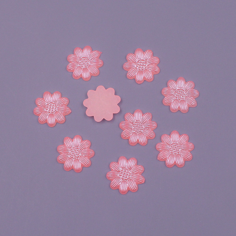 Krāsu maisījums 13 mm 100 gab. Zieda forma brīvas krelles ABS imitācija, pusapaļa pērle, plakana muguras krelles