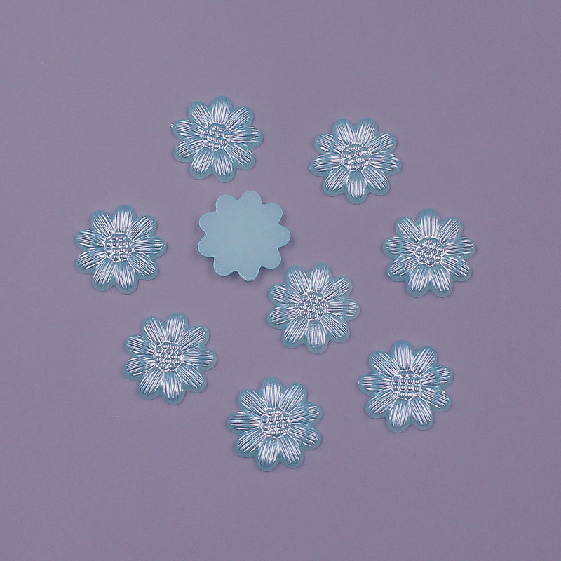 Krāsu maisījums 13 mm 100 gab. Zieda forma brīvas krelles ABS imitācija, pusapaļa pērle, plakana muguras krelles