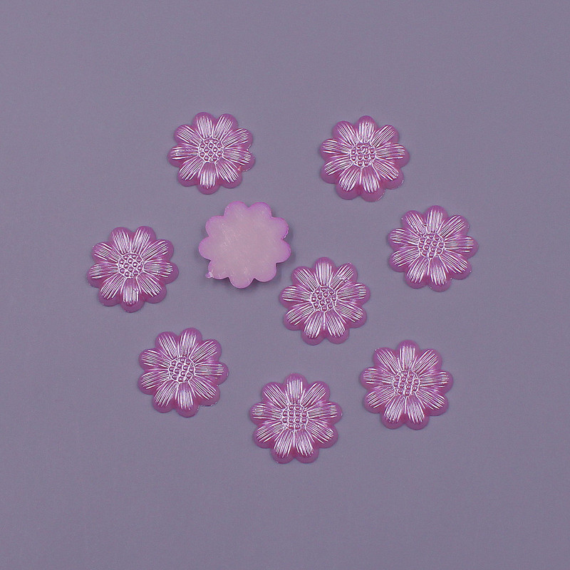 Krāsu maisījums 13 mm 100 gab. Zieda forma brīvas krelles ABS imitācija, pusapaļa pērle, plakana muguras krelles