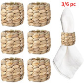 3/6 gab. salvešu gredzeni, ūdens hiacintes austi salvešu turētāja gredzeni - lauku stila salvešu gredzeni dzimšanas dienas vakariņu galda dekorēšanai