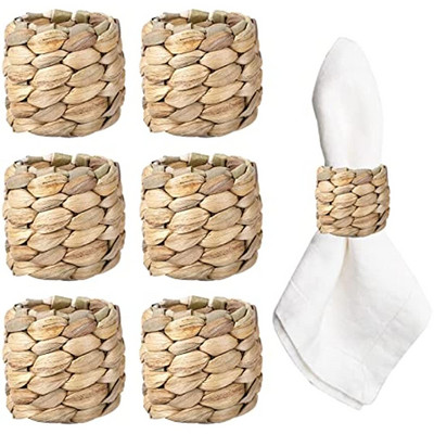 3/6 gab. salvešu gredzeni, ūdens hiacintes austi salvešu turētāja gredzeni - lauku stila salvešu gredzeni dzimšanas dienas vakariņu galda dekorēšanai