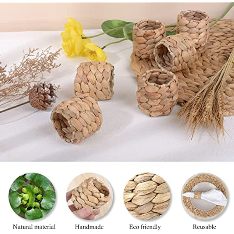 3/6 gab. salvešu gredzeni, ūdens hiacintes austi salvešu turētāja gredzeni - lauku stila salvešu gredzeni dzimšanas dienas vakariņu galda dekorēšanai