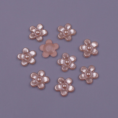 12 MM, 100 gab. Zieda forma, vaļīgas krelles, ABS imitācija, pusapaļa pērle, plakana aizmugure krelles.