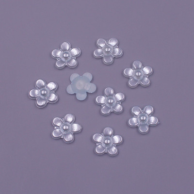 12 MM, 100 gab. Zieda forma, vaļīgas krelles, ABS imitācija, pusapaļa pērle, plakana aizmugure krelles.