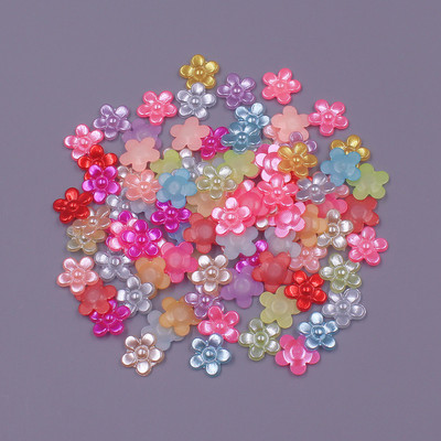 12 MM, 100 gab. Zieda forma, vaļīgas krelles, ABS imitācija, pusapaļa pērle, plakana aizmugure krelles.