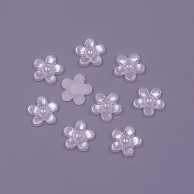 12 MM, 100 gab. Zieda forma, vaļīgas krelles, ABS imitācija, pusapaļa pērle, plakana aizmugure krelles.