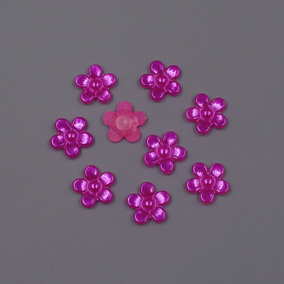 12 MM, 100 gab. Zieda forma, vaļīgas krelles, ABS imitācija, pusapaļa pērle, plakana aizmugure krelles.