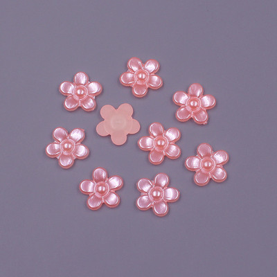 12 MM, 100 gab. Zieda forma, vaļīgas krelles, ABS imitācija, pusapaļa pērle, plakana aizmugure krelles.