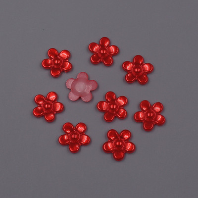 12 MM, 100 gab. Zieda forma, vaļīgas krelles, ABS imitācija, pusapaļa pērle, plakana aizmugure krelles.