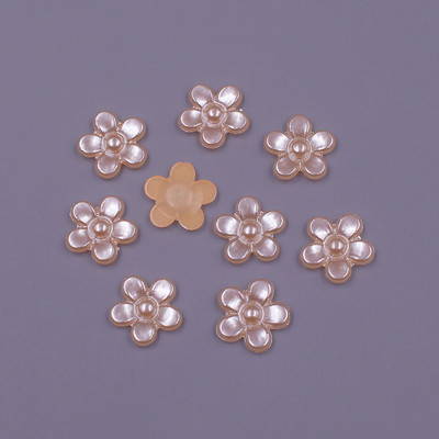 12 MM, 100 gab. Zieda forma, vaļīgas krelles, ABS imitācija, pusapaļa pērle, plakana aizmugure krelles.