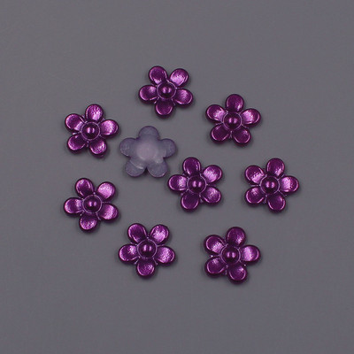 12 MM, 100 gab. Zieda forma, vaļīgas krelles, ABS imitācija, pusapaļa pērle, plakana aizmugure krelles.