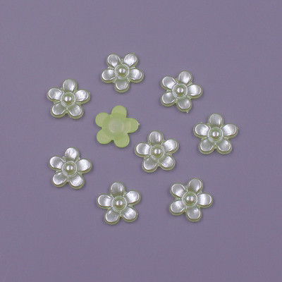 12 MM, 100 gab. Zieda forma, vaļīgas krelles, ABS imitācija, pusapaļa pērle, plakana aizmugure krelles.