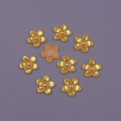 12 MM, 100 gab. Zieda forma, vaļīgas krelles, ABS imitācija, pusapaļa pērle, plakana aizmugure krelles.