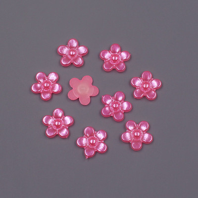 12 MM, 100 gab. Zieda forma, vaļīgas krelles, ABS imitācija, pusapaļa pērle, plakana aizmugure krelles.