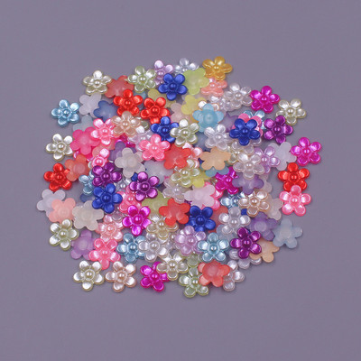 12 MM, 100 gab. Zieda forma, vaļīgas krelles, ABS imitācija, pusapaļa pērle, plakana aizmugure krelles.