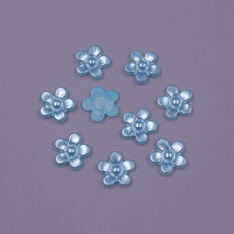 12 MM, 100 gab. Zieda forma, vaļīgas krelles, ABS imitācija, pusapaļa pērle, plakana aizmugure krelles.