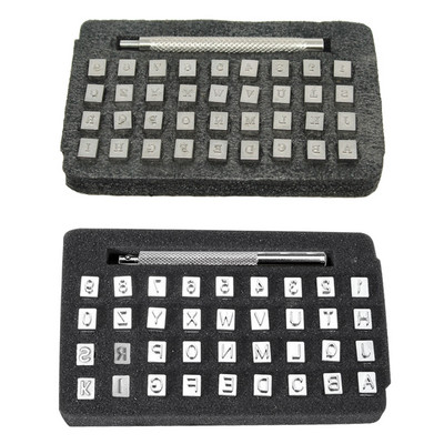 Инструмент за щамповане на кожа 36 бр. и 1 бр. Комплект метални перфоратори Кожена буква с цифри