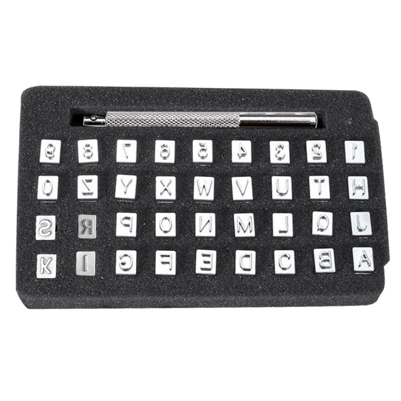 Ādas štancēšanas rīks 36 gab. un 1 gab. metāla perforatoru komplekts Ādas numuru alfabēts