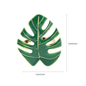 Пръстени за салфетки Листа Държач за пръстени Сервиетни катарами Хавайски декоративни катарами Декорации Тропическа маса за хранене Зелен метал Парти Палма