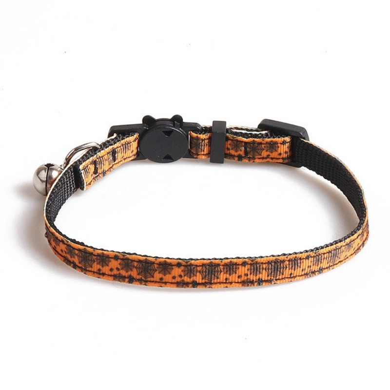 Helovīna kaklasiksna kaķu mājdzīvniekam Breakaway apkakles tērps suņa kakla dekoriem Eleganta kaķa kaklasiksna ar pils zirnekļtīkla rozes galvaskausu