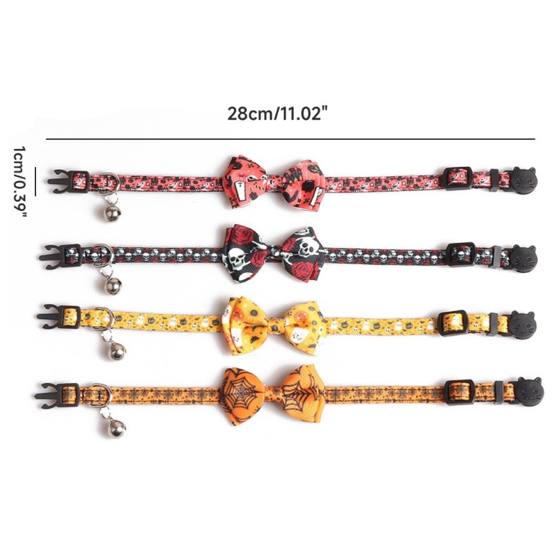 Helovīna kaklasiksna kaķu mājdzīvniekam Breakaway apkakles tērps suņa kakla dekoriem Eleganta kaķa kaklasiksna ar pils zirnekļtīkla rozes galvaskausu