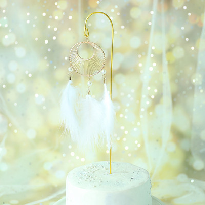 Kūku rotājumi Metāla ziedu sapņu ķērējs Daudz laimes dzimšanas dienā kūku pildījumi dzimšanas dienas Baby Shower Fantāzijas kūku dekoru virsmai