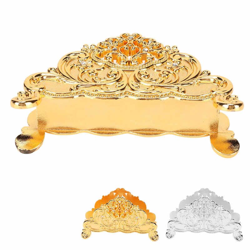 Salvešu gredzeni Salvešu turētājs Eiropas stila metāla dobu ziedu raksta papīra salvešu turētājs Brīvi stāvošs papīra salvešu dozators