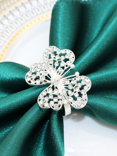 Dvianna 6Gb Rhinestone salvešu gredzeni Kristāla apaļi salvešu gredzenu turētāji kāzu vakariņām Mājas galda noformējums HWD21