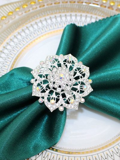 Dvianna 6Gb Rhinestone salvešu gredzeni Kristāla apaļi salvešu gredzenu turētāji kāzu vakariņām Mājas galda noformējums HWD21