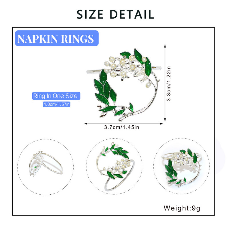 Δαχτυλίδι για χαρτοπετσέτα 12 τμχ Πέρλες Διακόσμηση Χριστουγεννιάτικου τραπεζιού σπιτιού Μεταλλικό δαχτυλίδι στεφάνι για γαμήλιο πάρτι Διακόσμηση τραπεζιού ξενοδοχείου HWP37