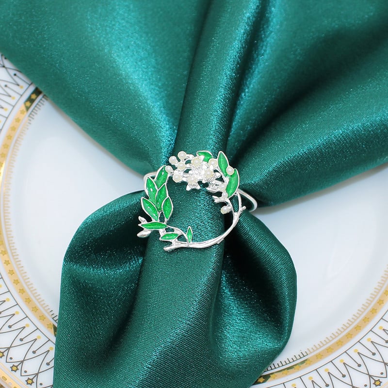 Δαχτυλίδι για χαρτοπετσέτα 12 τμχ Πέρλες Διακόσμηση Χριστουγεννιάτικου τραπεζιού σπιτιού Μεταλλικό δαχτυλίδι στεφάνι για γαμήλιο πάρτι Διακόσμηση τραπεζιού ξενοδοχείου HWP37