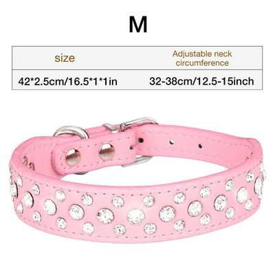 Bling Rhinestone kucēnu suņu kaklasiksnas Regulējamas maziem suņiem Ādas kaklasiksna Skaista kaklarota Mājdzīvnieku suņi Kaķi Izskata Aksesuāri