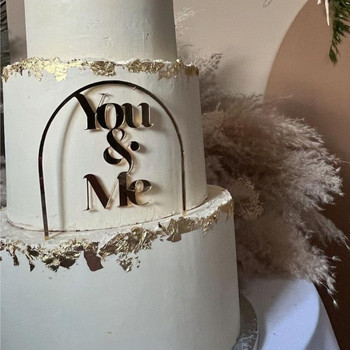 Златен отличителен You & Me Акрилен празничен покрив за торта за деня на Свети Валентин Предложение за брак Marry Me for Engagement Party Cake Декорация